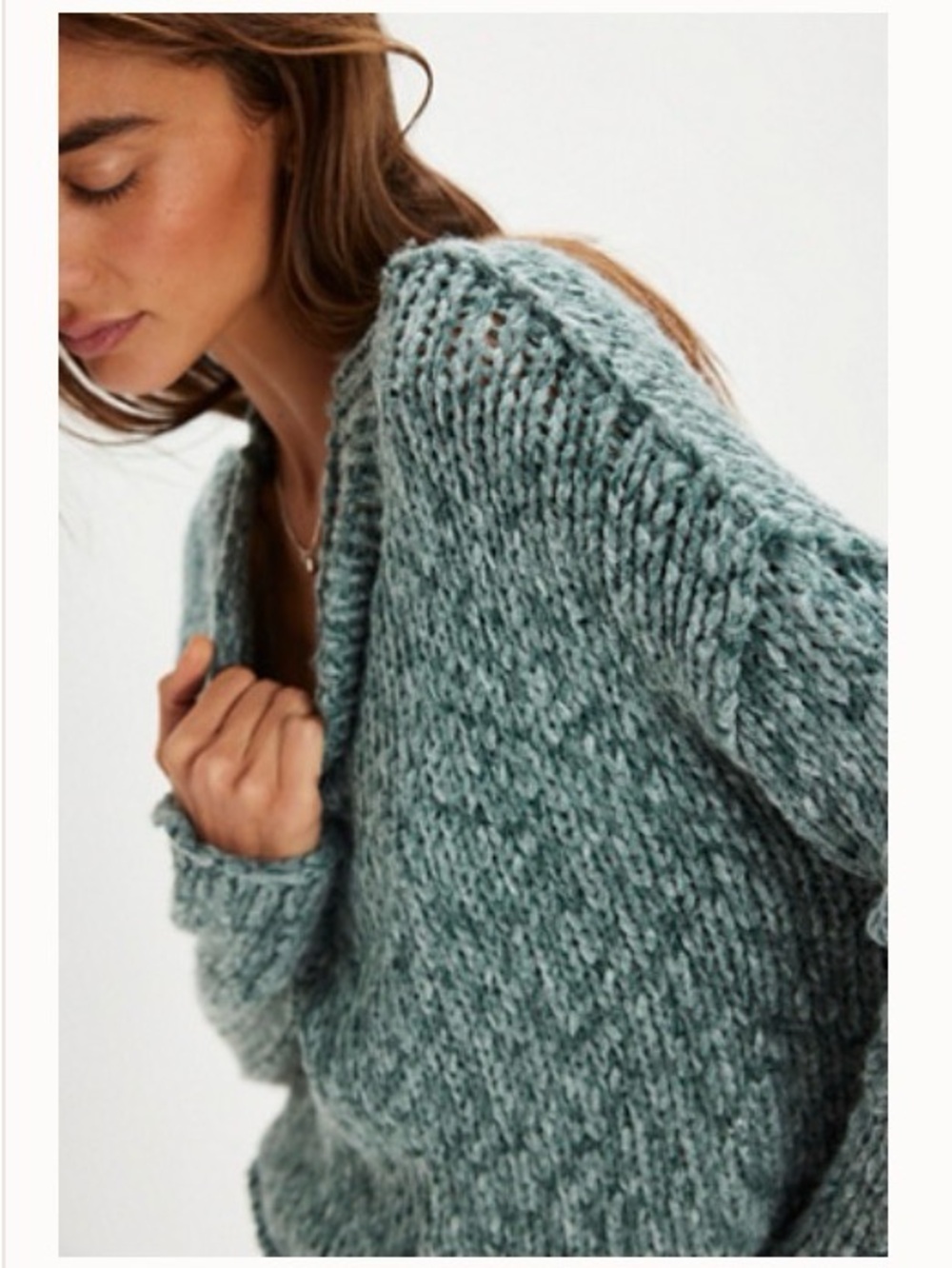 Free People Opal Rollneck Sweater, NWT, XL, Rainforest